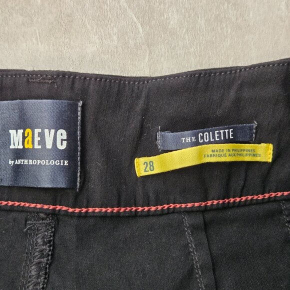 Maeve Wide Leg Pants 28 Linen Blend Black High Waisted Minimalist Crop Trousers - Picture 8 of 12